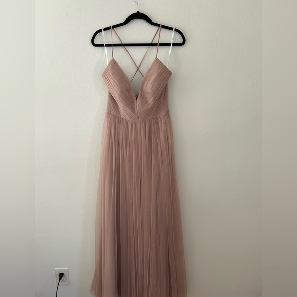 NWT Watters WTOO Lexie - Solid Blush Tulle Gown Lace Up Adjustable Straps - Picture 5 of 14